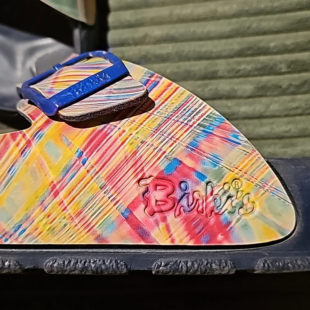 Birkenstock Multicolor Swirl Pattern Arizona Sandals with Blue Buckles - Picture 9 of 9